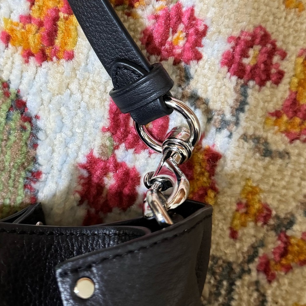 Rebecca Minkoff Black Studded Crossbody Bucket Bag Silver Hardware - Picture 4 of 8